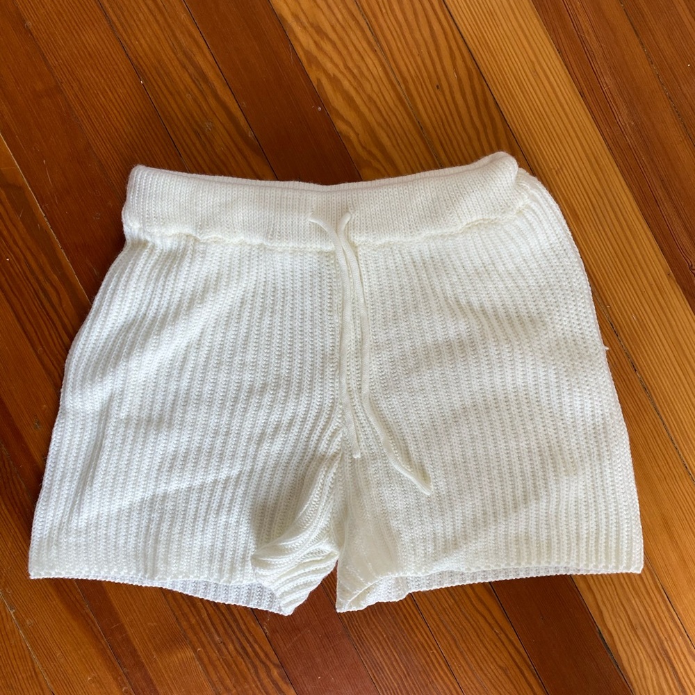 Shein cream knit shorts